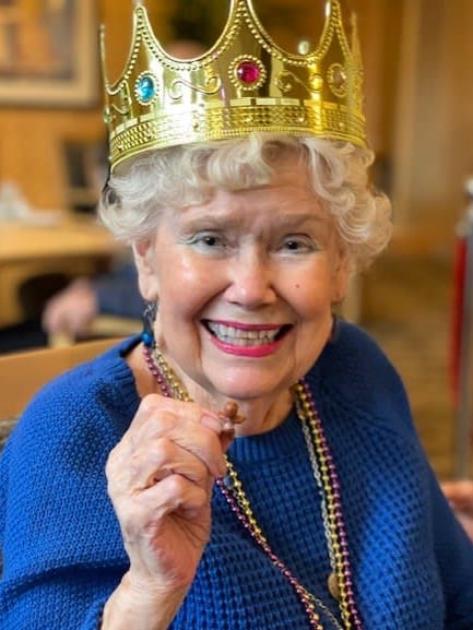 One Ballard (WA) resident put on her crown and beads for the Mardi Gras celebration.