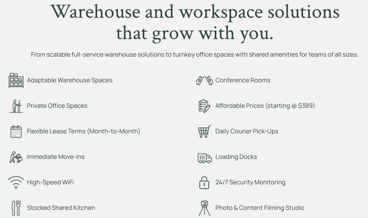 access to shared amenities at flexhq cowarehousing and coworking space