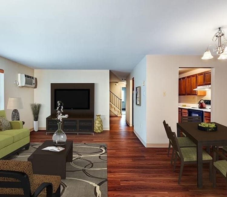Spacious living room at Maiden Bridge and Canongate Apartments