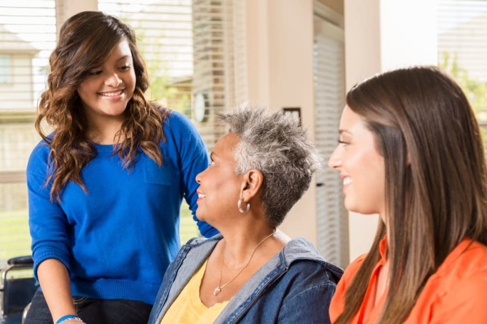 Family comes to visit resident at The Preserve of Roseville in Roseville, Minnesota.