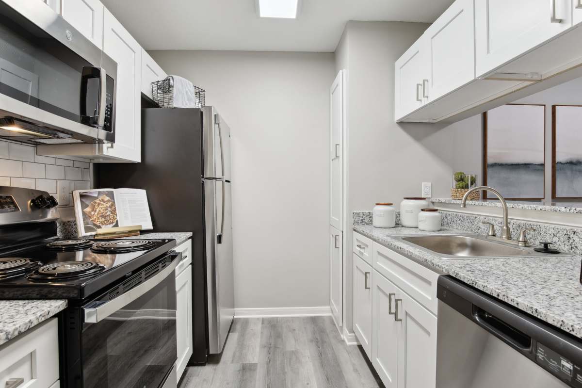 Renovated kitchen at Atlas at Goodlett Farms in Cordova, Tennessee