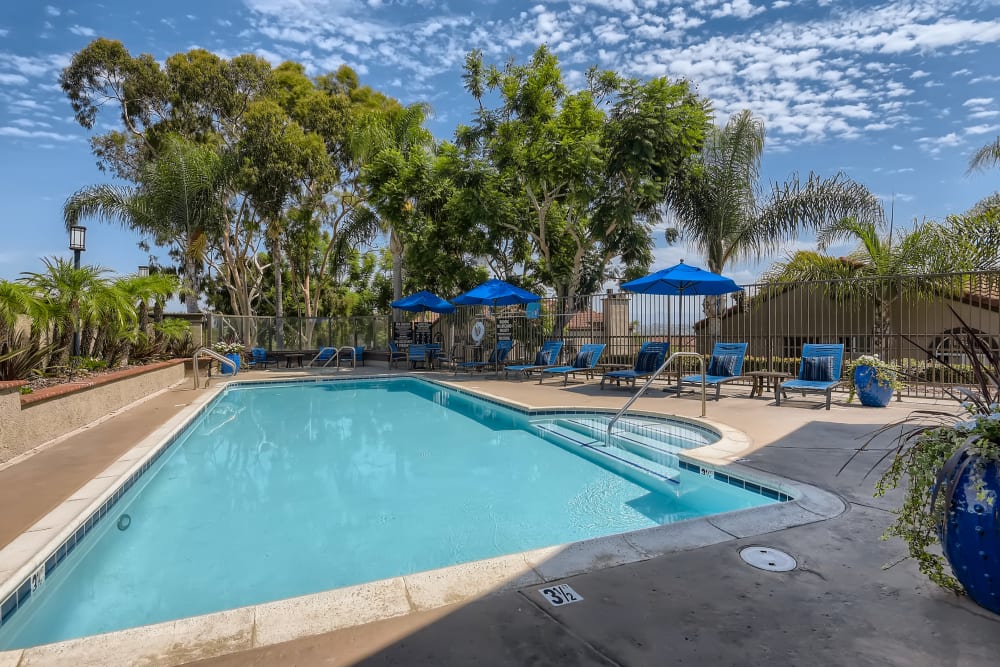 Beautiful swimming pool with a hot tub at Niguel Summit Condominium Rentals in Laguna Niguel, California