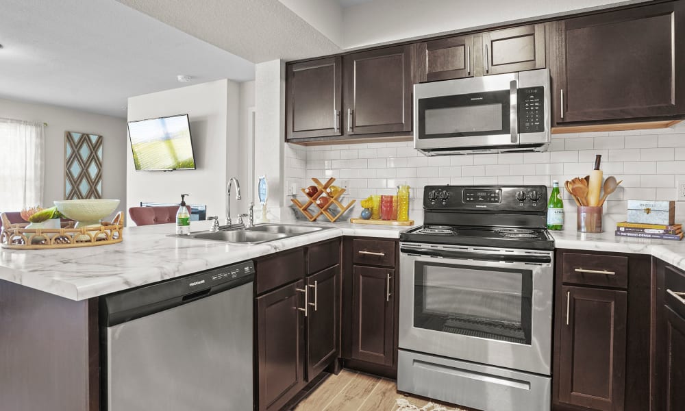 Kitchen at Cottages at Crestview in Wichita, Kansas