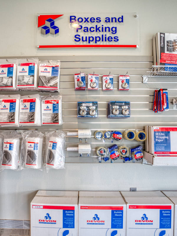 Packing supplies at Devon Self Storage in Seabrook, Texas