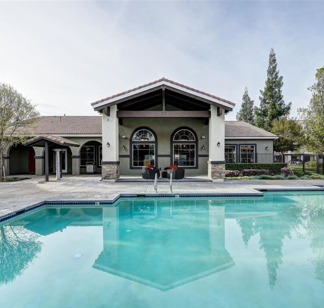 Pool area at Sierra Oaks Apartments in Turlock, California