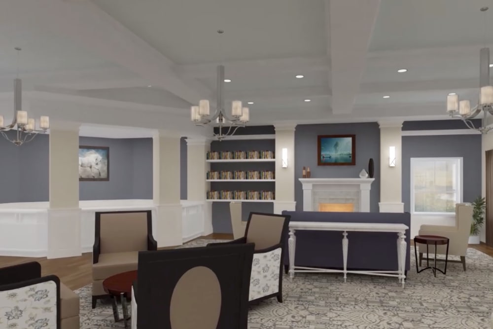 Architectural rendering of lobby at Harmony at Brookberry Farm in Winston-Salem, North Carolina