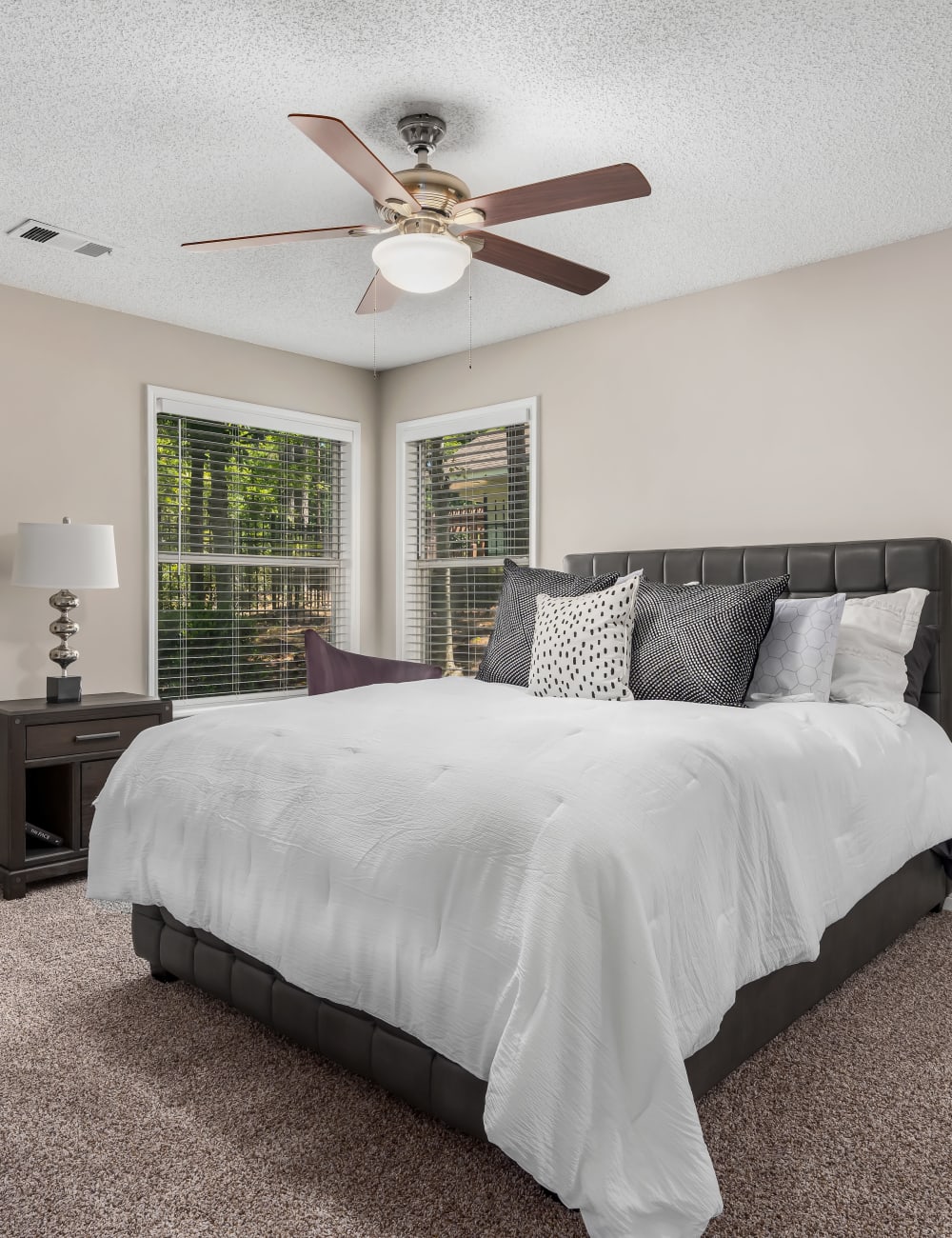 A model apartment bedroom  at Renaissance at Galleria in Hoover, Alabama