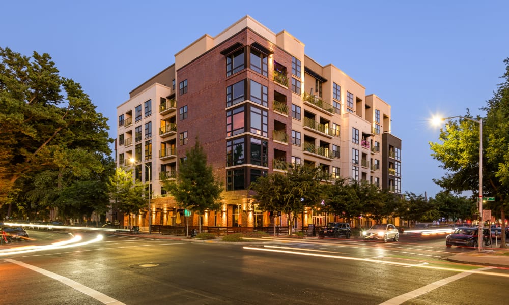 Exterior view of the apartments at 16 Powerhouse Apartments in Sacramento, California