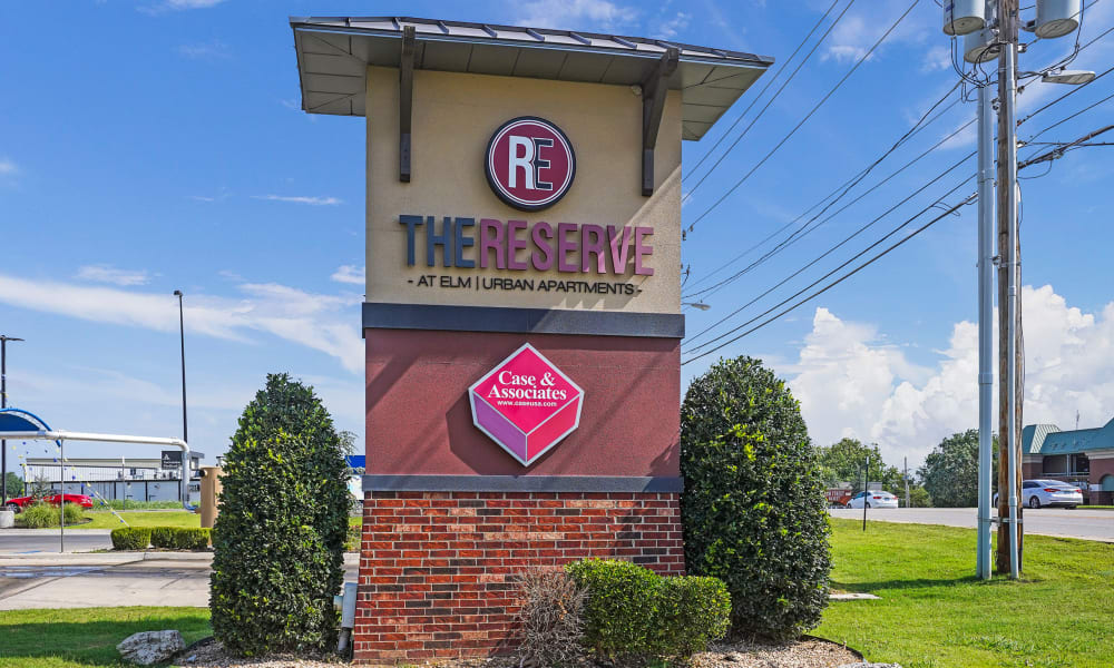 the sign at The Reserve at Elm in Jenks, Oklahoma