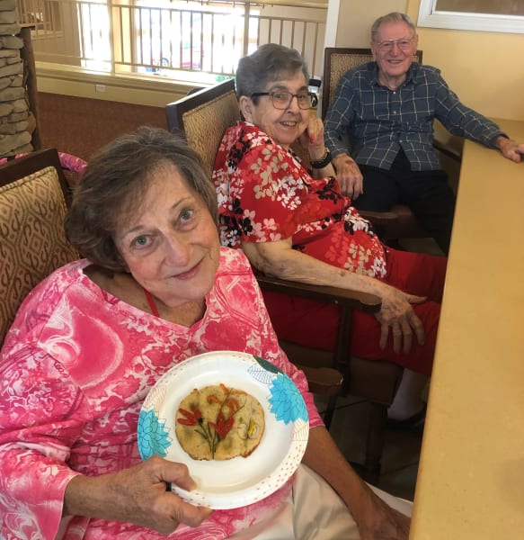 The Oaks residents pose with their fresh backed focaccia!