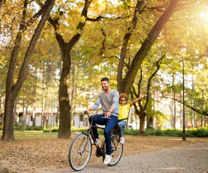 Father and son exploring a park close to Ardenwood Forest Rental Condominiums in Fremont, California