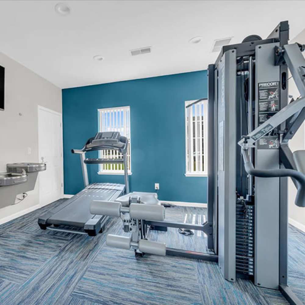 Fitness center at The Haven at Grand Landing Apartments in Grand Haven, Michigan