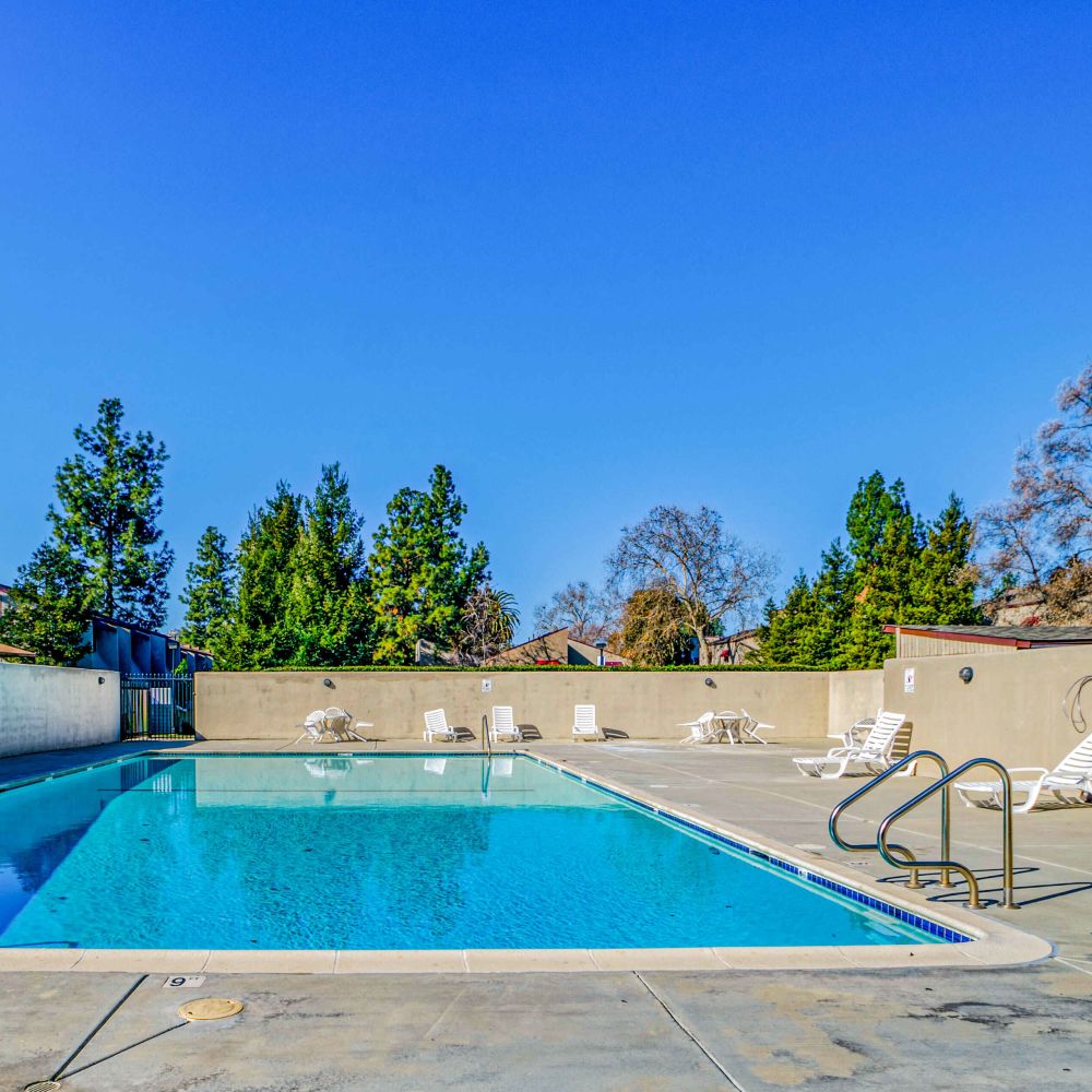 Swimming pool at Kings Villages in Pasadena, California