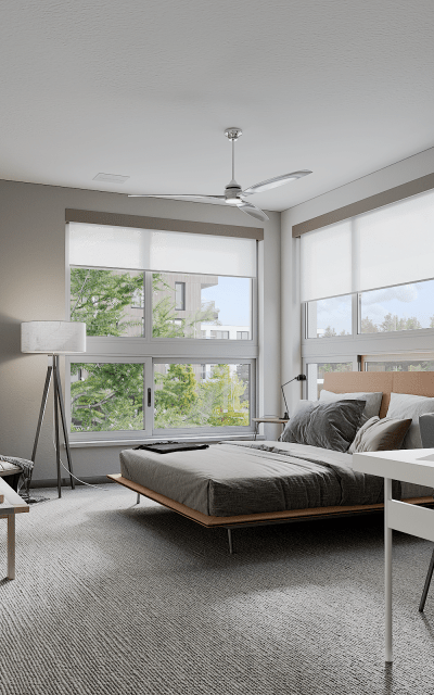 Spacious stunning master bedroom at Solana Stapleton Apartments in Denver, Colorado