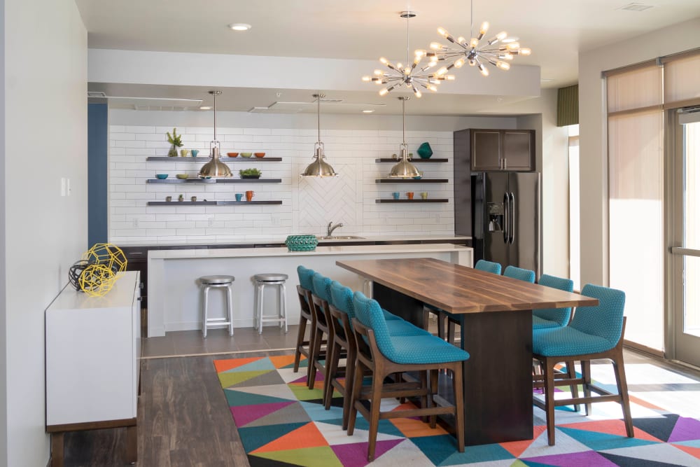 Modern kitchen area at Garden Court Apartments Yale Station in Denver, Colorado