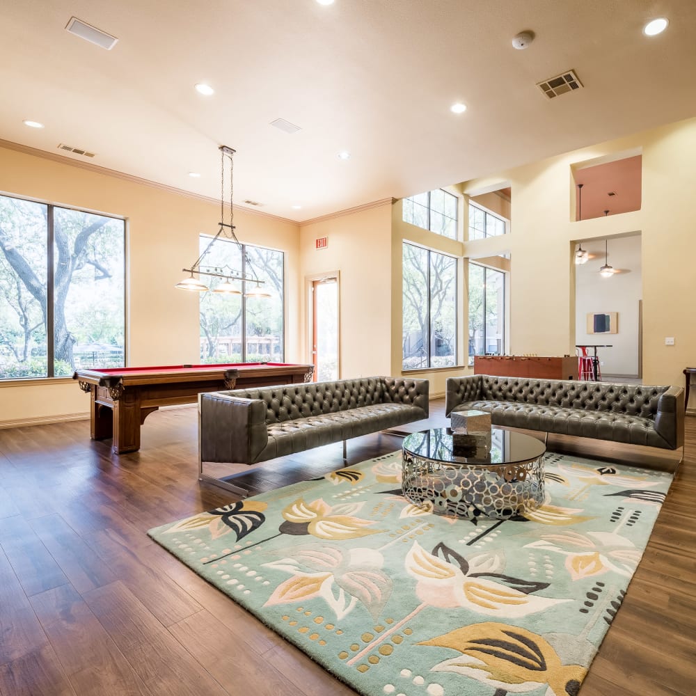 Billiards table in the clubhouse at Arbrook Park Apartment Homes in Arlington, Texas