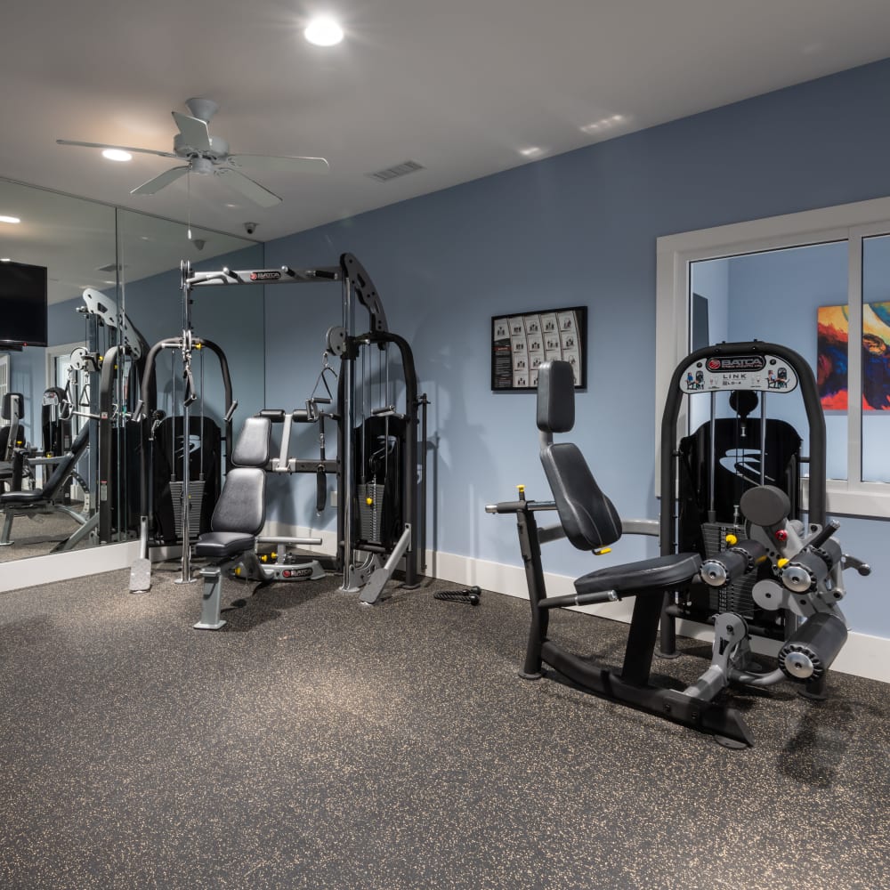 Full sized fitness center for residents to get their sweat on at The Morgan in Chesapeake, Virginia