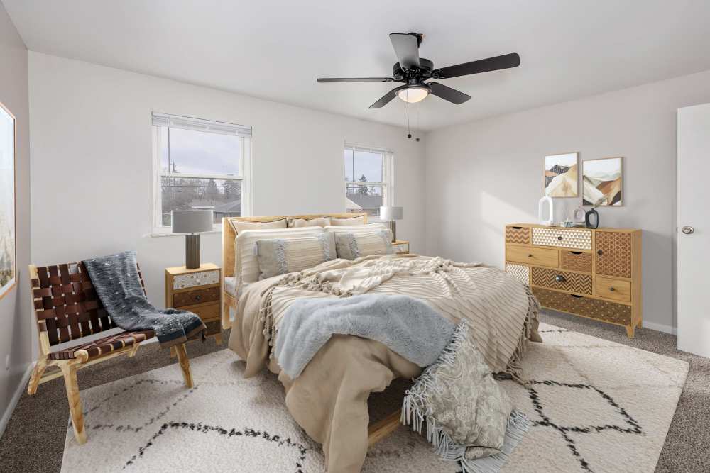 View of bedroom with chair at Eden Brooke Townhomes in Columbus, Ohio