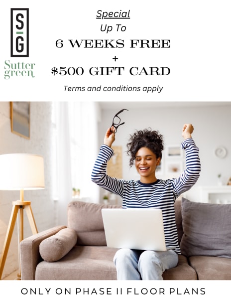 Website Specials at Sutter Green Apartments in Sacramento, California