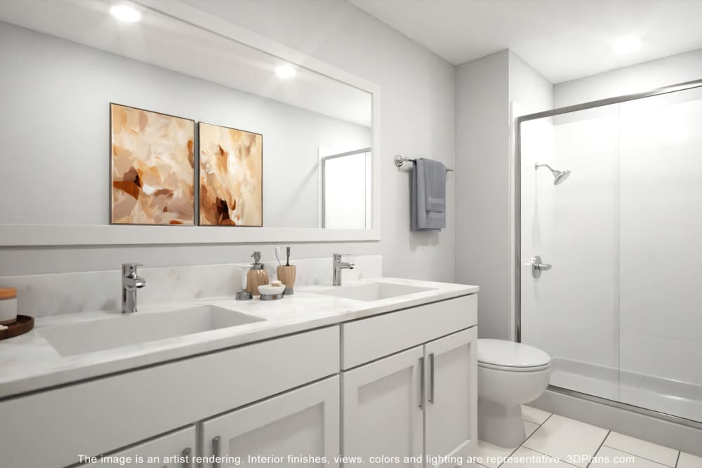 A bathroom with a tub and a shower at Hampton Square in Cherry Hill, New Jersey