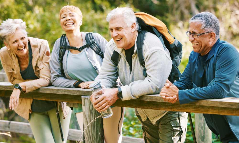 Residents relaxing on a trail near Lattitude34 Greenville in Greenville, South Carolina