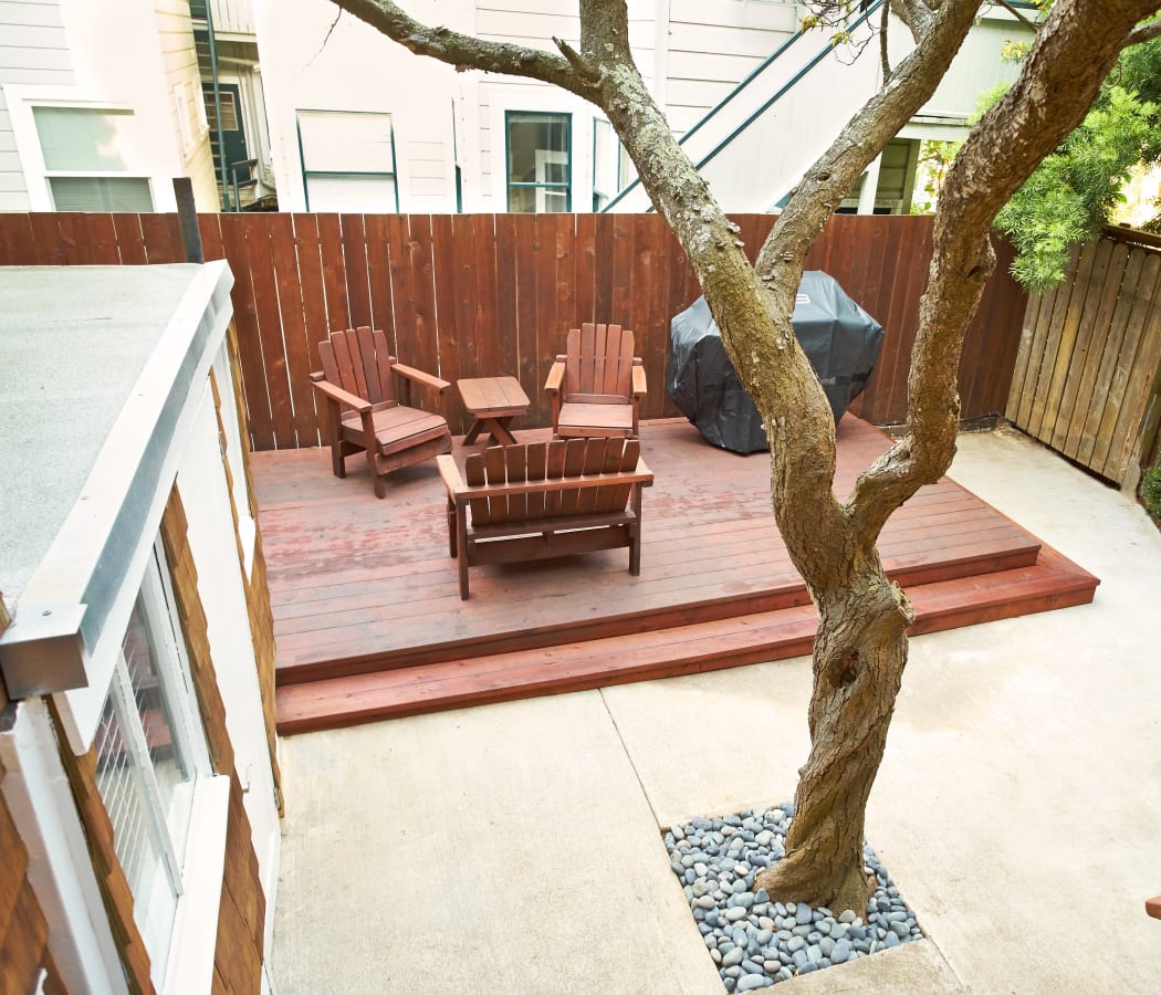 Spacious wooden deck at 833 Ashbury in San Francisco, California