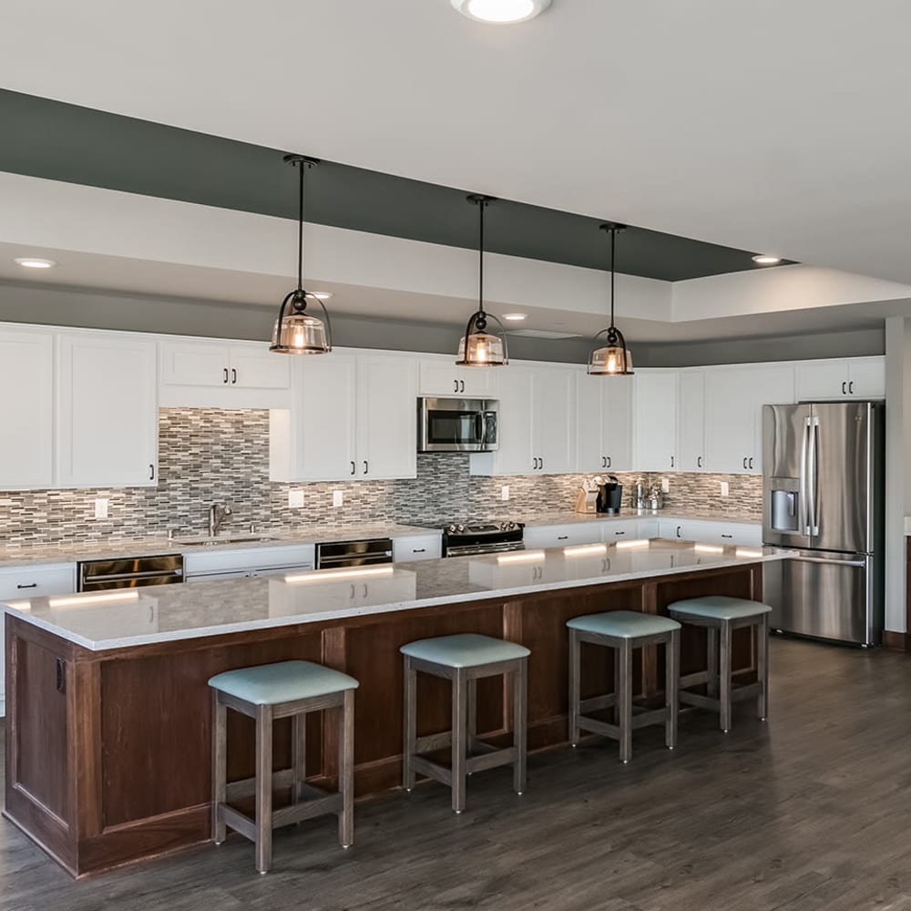 Community kitchen at Applewood Pointe Lake Elmo/Woodbury in Lake Elmo, Minnesota.