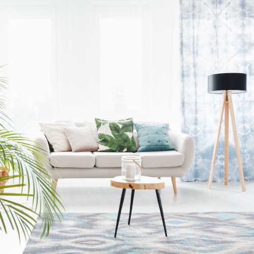 A furnished living room at Forster Hills in Oceanside, California