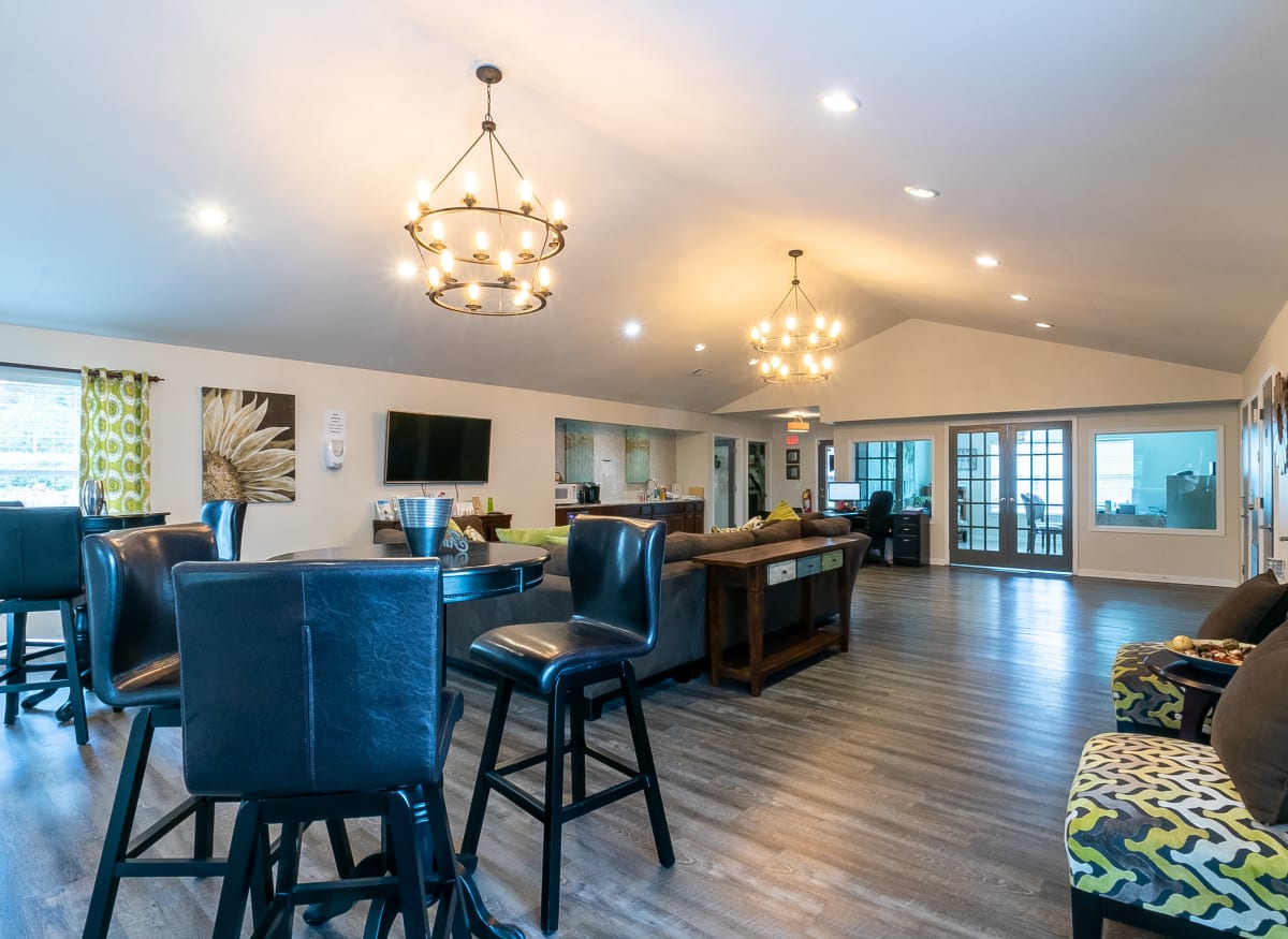 Spacious and modern clubhouse at The Square at Lawrenceville in Lawrenceville, Georgia