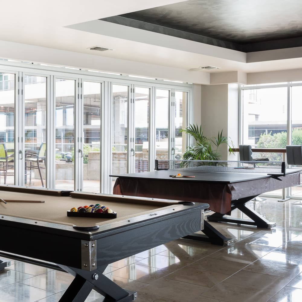 Billiards table at The Heights at Park Lane in Dallas, Texas