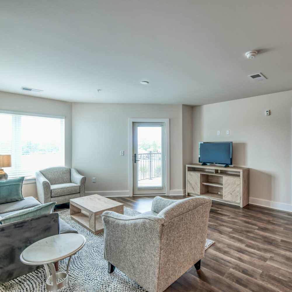 Spacious living room at Newport Avenue Apartments, Rumford, Rhode Island