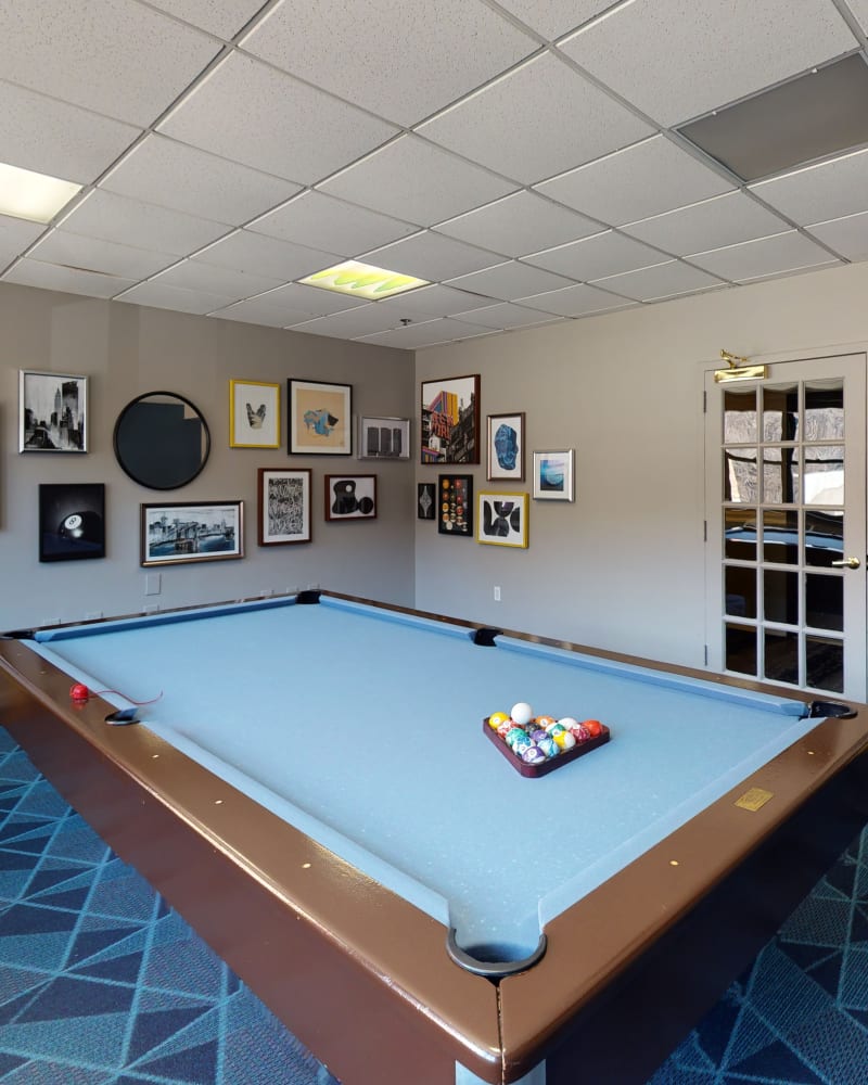 Billiards room and lounge at Riverbend at Port Imperial in West New York, New Jersey