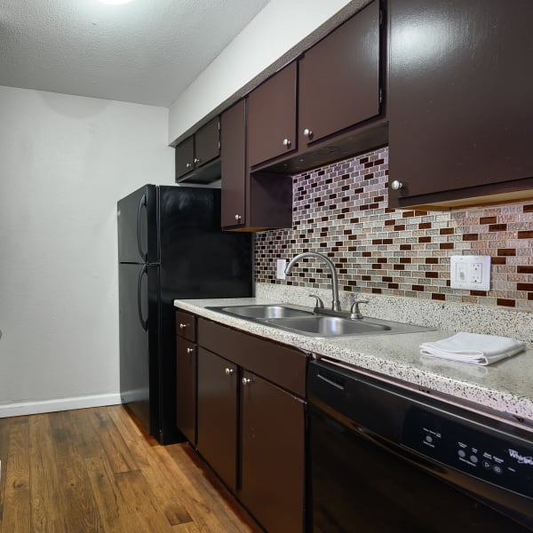 Model kitchen at The Manchester Apartments in Euless, Texas