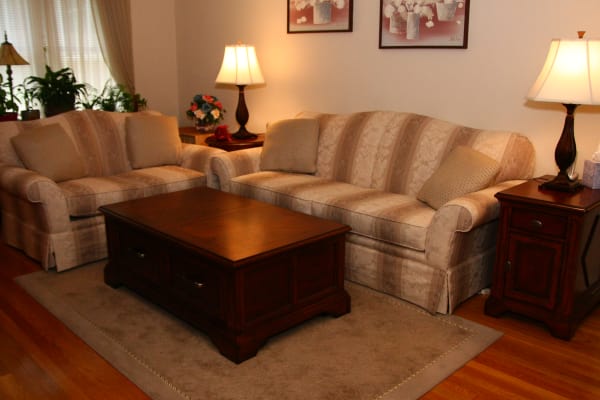 Living room model at Royal Court Apartments