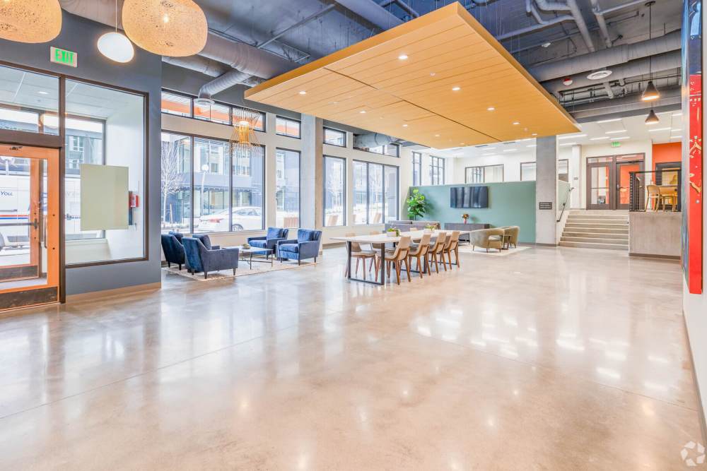 Lobby with meeting place at Tahoma Valley Apartments in Seattle, Washington