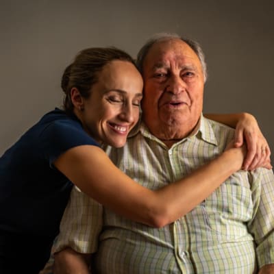 Resident with his daughter at Canyon Creek Memory Care in Temple, Texas