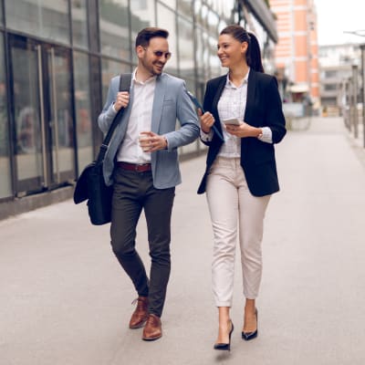 Residents walking to work downtown near Sofi at Morristown Station in Morristown, New Jersey
