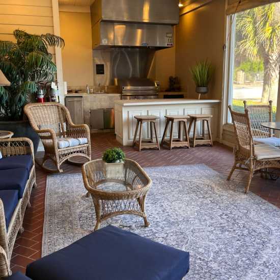Community barbeque grills area at Verandas at Mitylene in Montgomery, Alabama
