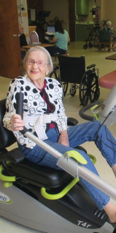 Resident in rehabilitation, working their motor skills at Retirement Ranch in Clovis, New Mexico