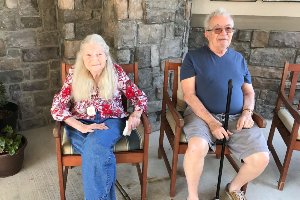 Two happy residents at Parsons House Cypress in Cypress, Texas