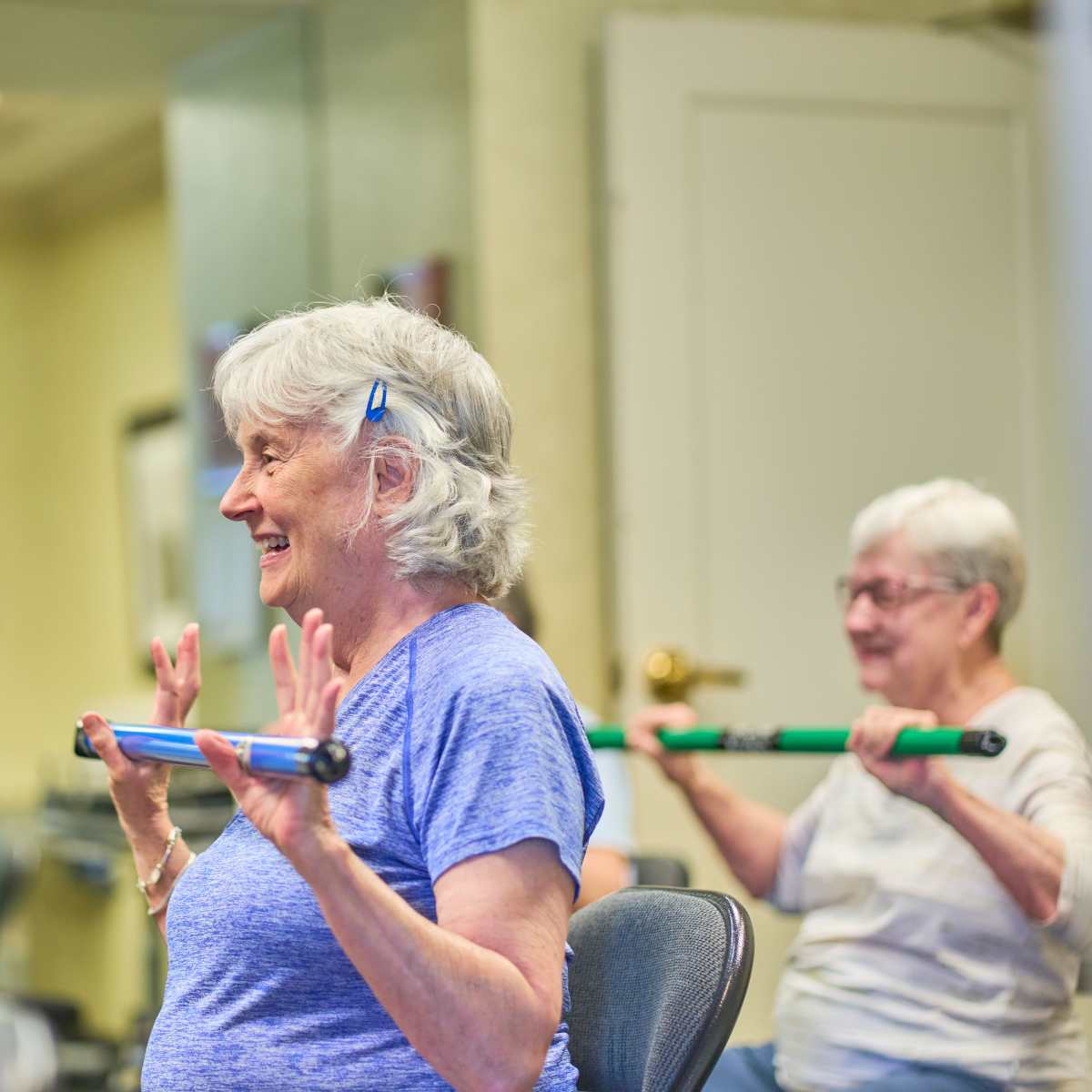 Resident being examined at Harmony at Morgantown senior living community