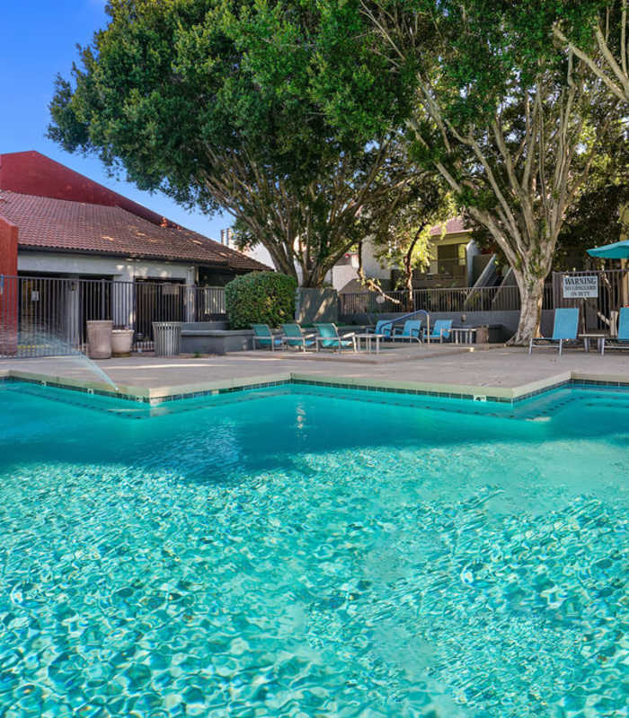 Resort-style swimming pool at Waterford Place Apartments in Mesa, Arizona