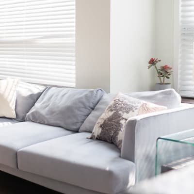 A furnished living room at Marine Palms in Twentynine Palms, California