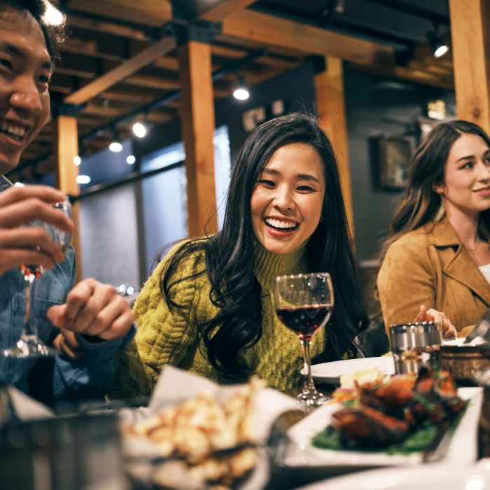 Residents enjoy a meal near Cedar Broad, Richmond, Virginia