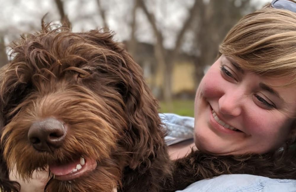 Anne-Marie from Touchmark at Harwood Groves in Fargo, North Dakota and her dog Bea