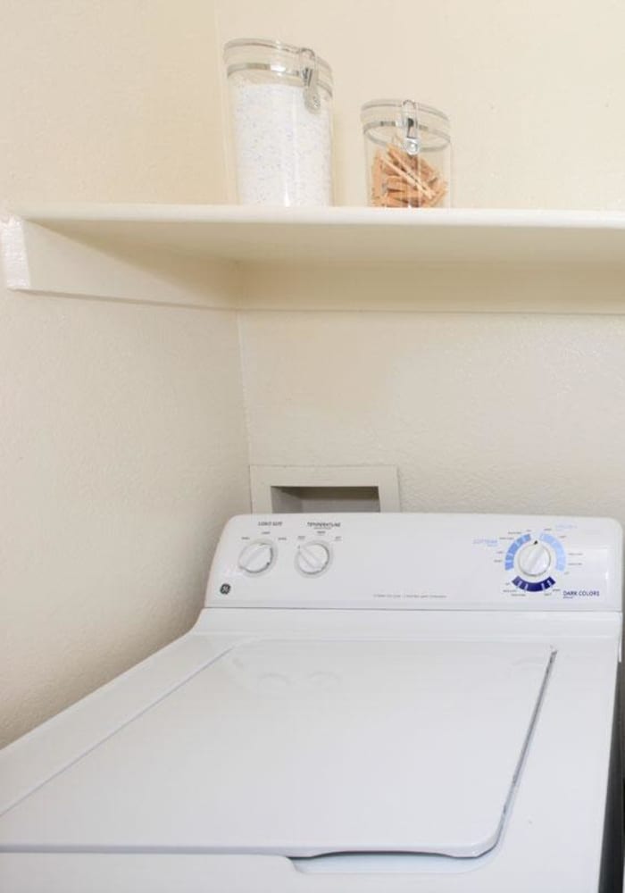 A washing machine in an apartment at The Gables in Ridgeland, Mississippi