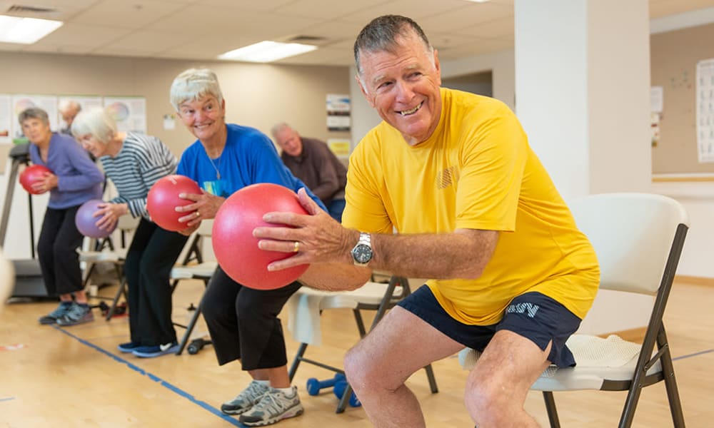 Residents exercising at Touchmark at Mount Bachelor Village in Bend, Oregon