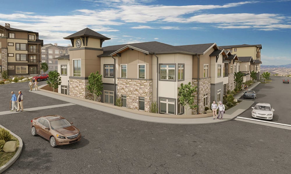 An exterior rendering at Touchmark at The Ranch in Prescott, Arizona