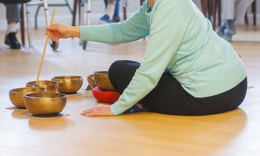 A resident playing bowls at Touchmark at All Saints in Sioux Falls, South Dakota