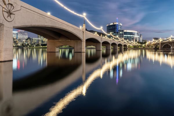 Views of the city at night from Hudson on Farmer in Tempe, Arizona